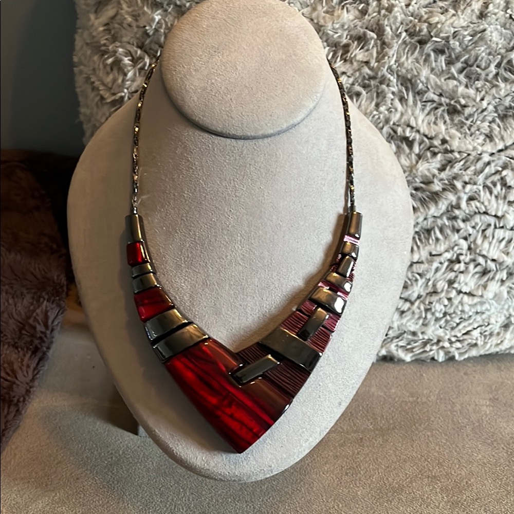 Elegant Red and Silver Necklace